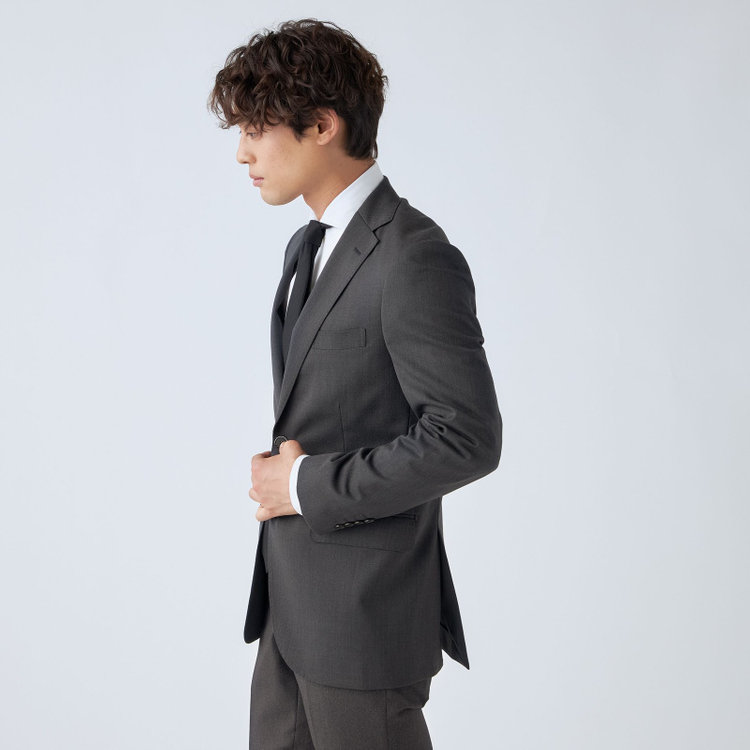 ＪＰ コンフォート  【ULTRA MOVE CROSS】【JOHN PEARSE comfort】【年間】2釦シングルジャケット/グレー×カルゼ グレー濃色