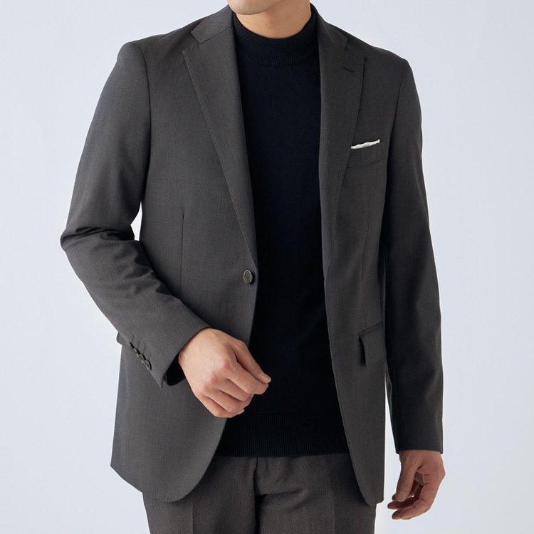 ＪＰ コンフォート  【ULTRA MOVE CROSS】【JOHN PEARSE comfort】【年間】2釦シングルジャケット/グレー×カルゼ グレー濃色