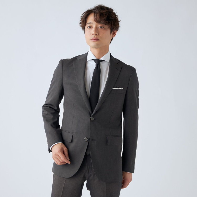 ＪＰ コンフォート  【ULTRA MOVE CROSS】【JOHN PEARSE comfort】【年間】2釦シングルジャケット/グレー×カルゼ グレー濃色