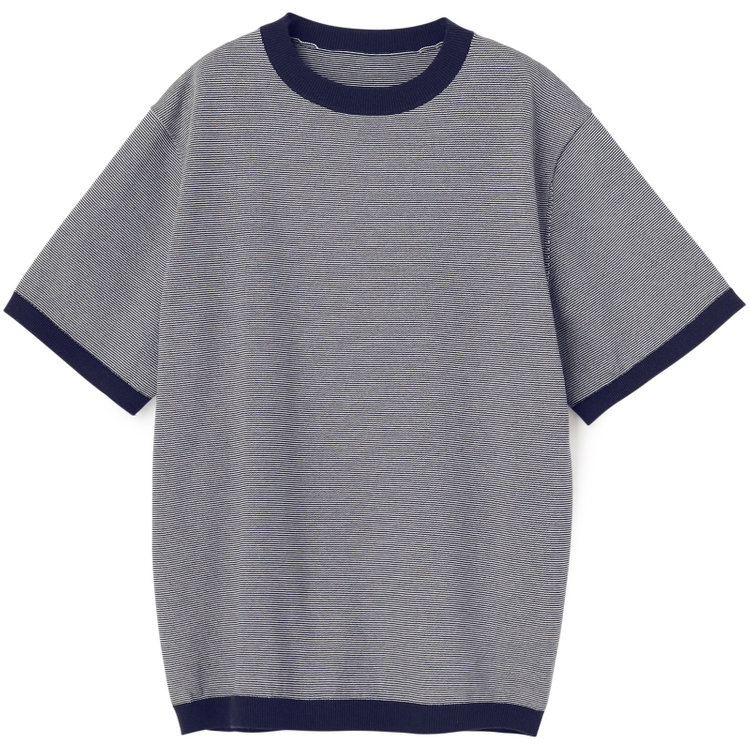 スタンリーブラッカ 【stanley blacker new york】【半袖】ボーダーニットティー/ネイビー 紺中間
