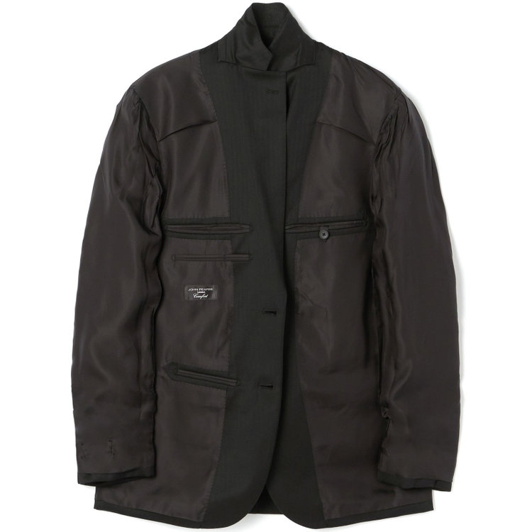 ＪＰ コンフォート 【JOHN PEARSE comfort】【秋冬】2釦シングルスーツ ショートタック/ストライプ/REAL BLACK/NEW ZEALAND WOOLSHOWER CLEAN/SustainaBee Wool/※裾上げ必要 黒