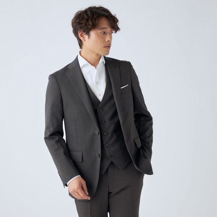 ＪＰ コンフォート  【ULTRA MOVE CROSS】【JOHN PEARSE comfort】【年間】2釦シングルジャケット/グレー×カルゼ グレー濃色