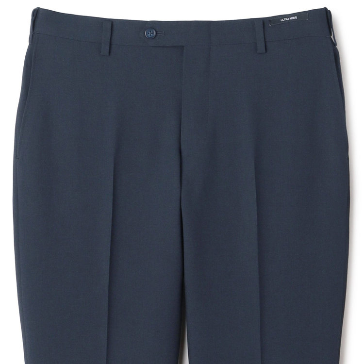 ジョンピアースブラック 【JOHN PEARSE Black SELECT LINE】【春夏】機能性ポリエステル 0タックパンツ/ネイビー/ウエストムーブ仕様/ULTRA MOVE/※裾上げ必要 紺濃色