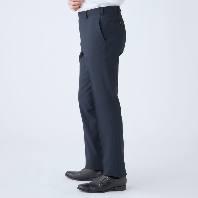 ジョンピアースブラック 【JOHN PEARSE Black SELECT LINE】【春夏】機能性ポリエステル 0タックパンツ/ネイビー/ウエストムーブ仕様/ULTRA MOVE/※裾上げ必要 紺濃色