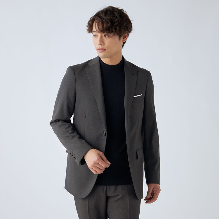 ＪＰ コンフォート  【ULTRA MOVE CROSS】【JOHN PEARSE comfort】【年間】2釦シングルジャケット/グレー×カルゼ グレー濃色