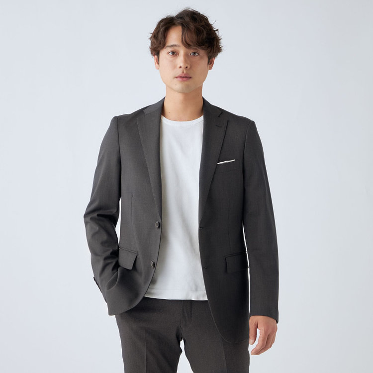 ＪＰ コンフォート  【ULTRA MOVE CROSS】【JOHN PEARSE comfort】【年間】2釦シングルジャケット/グレー×カルゼ グレー濃色