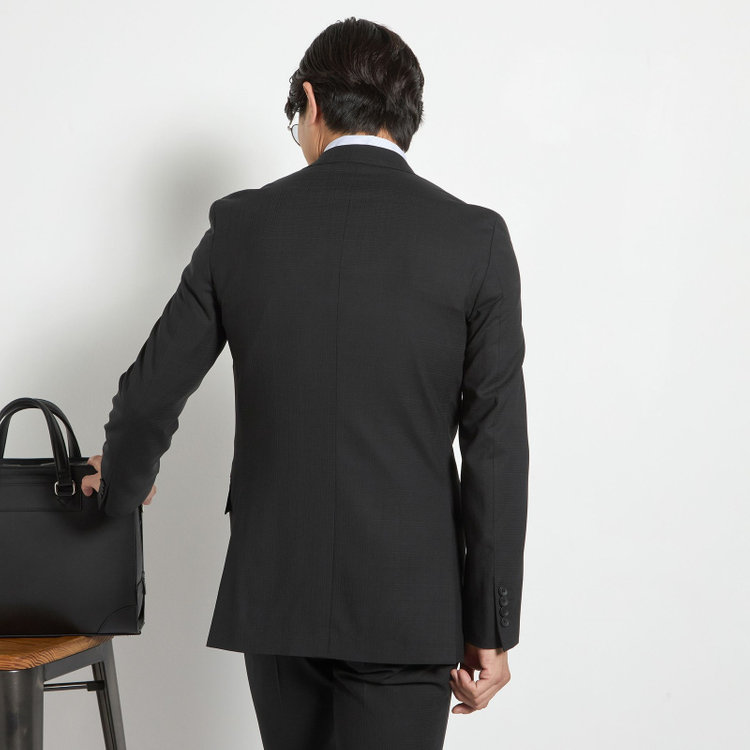 ＪＰ コンフォート 【JOHN PEARSE comfort】【春夏】2釦シングルスーツ ショートタック/ブラック×チェック/REAL BLACK/NEW ZEALAND WOOL/SHOWER CLEAN/SustainaBee Wool/※裾上げ必要 黒