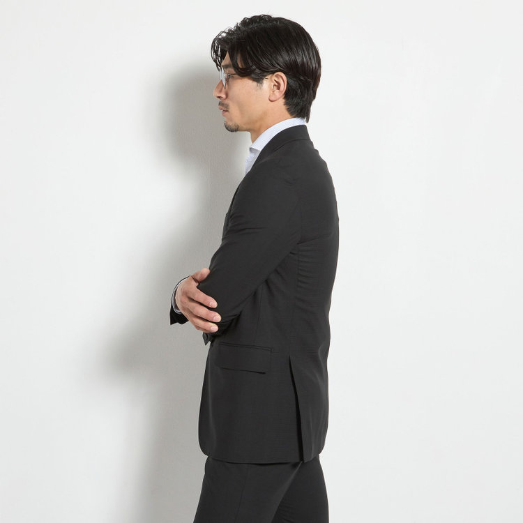 ＪＰ コンフォート 【JOHN PEARSE comfort】【春夏】2釦シングルスーツ ショートタック/ブラック×チェック/REAL BLACK/NEW ZEALAND WOOL/SHOWER CLEAN/SustainaBee Wool/※裾上げ必要 黒