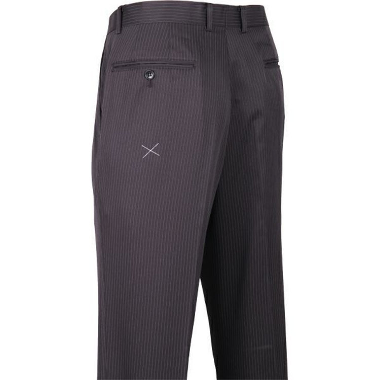 トゥルートップ 【TRUE TOP】【秋冬】2釦シングルスーツ 1タック/ブラック×ストライプ ブラック系(黒)