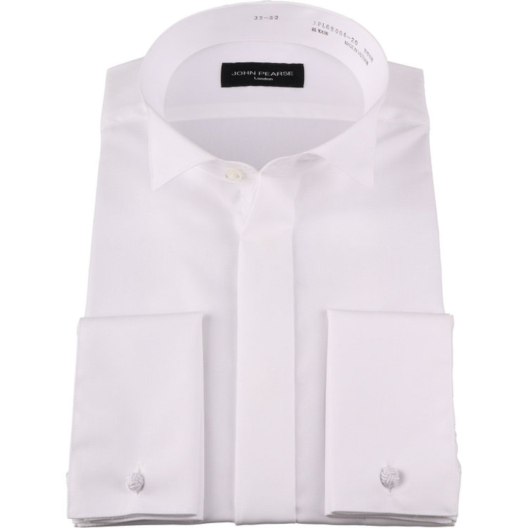 KONAKA　アウトレット 【WEB限定/OUTLET/汚れ・キズ等有】【JOHN PEARSE Black】【形態安定】ウィングカラードレスワイシャツ/ホワイト×ソリッド/ゴムカフス付き ホワイト系(白)