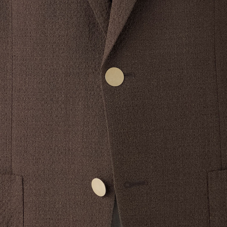 スタンリーブラッカ 【stanley blacker new york】【春夏】2釦シングルジャケット/ブラウン×サッカー/ストレッチ/ゴールド釦 茶中間
