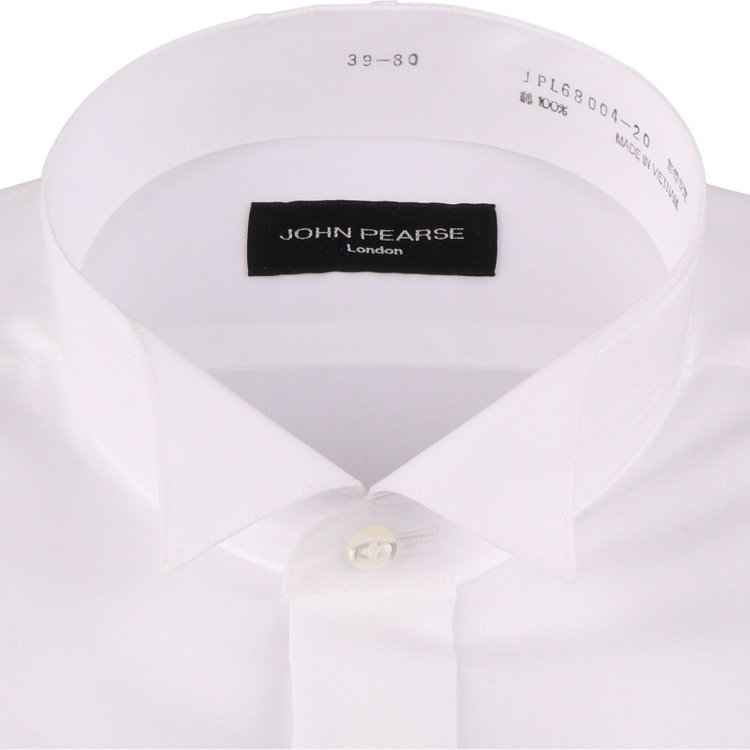 KONAKA　アウトレット 【WEB限定/OUTLET/汚れ・キズ等有】【JOHN PEARSE Black】【形態安定】ウィングカラードレスワイシャツ/ホワイト×ソリッド/ゴムカフス付き ホワイト系(白)