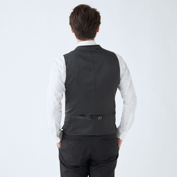 ＪＰ コンフォート 【JOHN PEARSE comfort】【年間】7WAY コーディネイトパンツ付き/2釦シングルスリーピーススーツ ショートタック/ブラック×ツイル+グレーパンツ/ULTRA MOVE/ウエストシャーリング/ウォッシャブル/ストレッチ/※裾上げ必要 黒