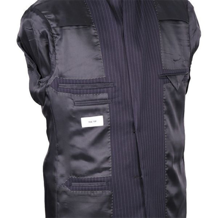 トゥルートップ 【TRUE TOP】【秋冬】2釦シングルスーツ 1タック/ネイビー×ストライプ ネイビー系(紺)