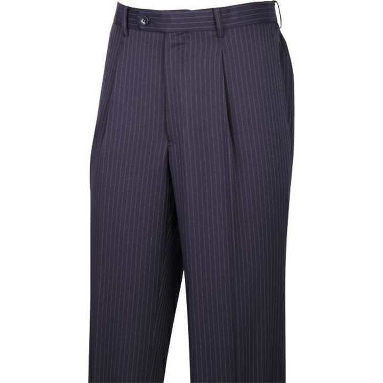 トゥルートップ 【TRUE TOP】【秋冬】2釦シングルスーツ 1タック/ネイビー×ストライプ ネイビー系(紺)