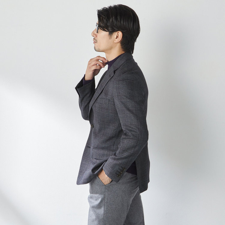 スタンリーブラッカ 【stanley blacker new york】【秋冬】2釦ジャケット/クラシックグレンチェック 紺中間