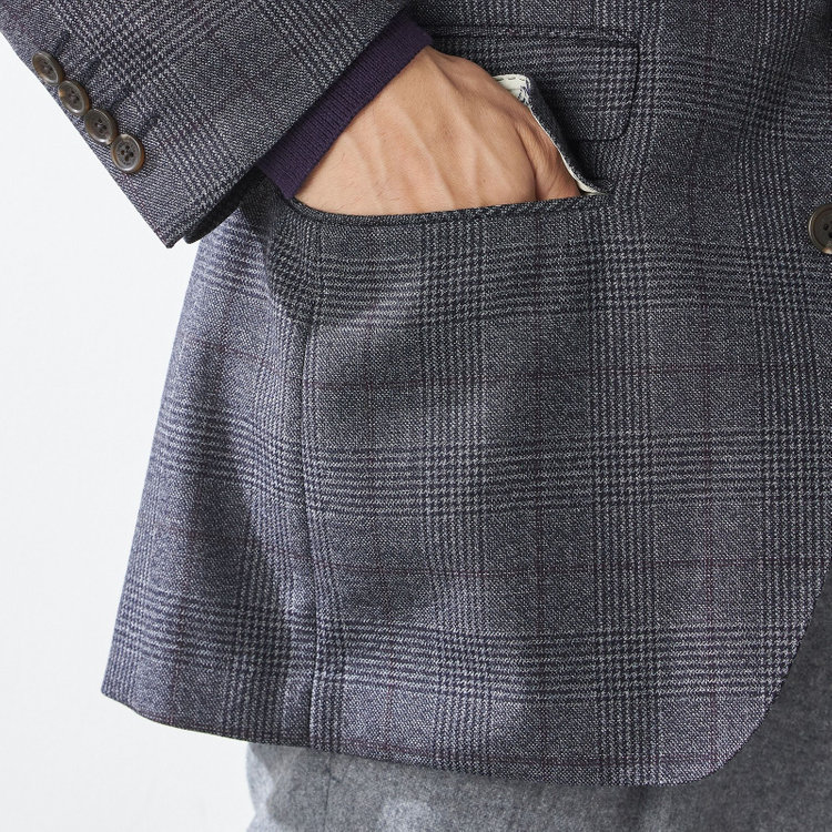 スタンリーブラッカ 【stanley blacker new york】【秋冬】2釦ジャケット/クラシックグレンチェック 紺中間