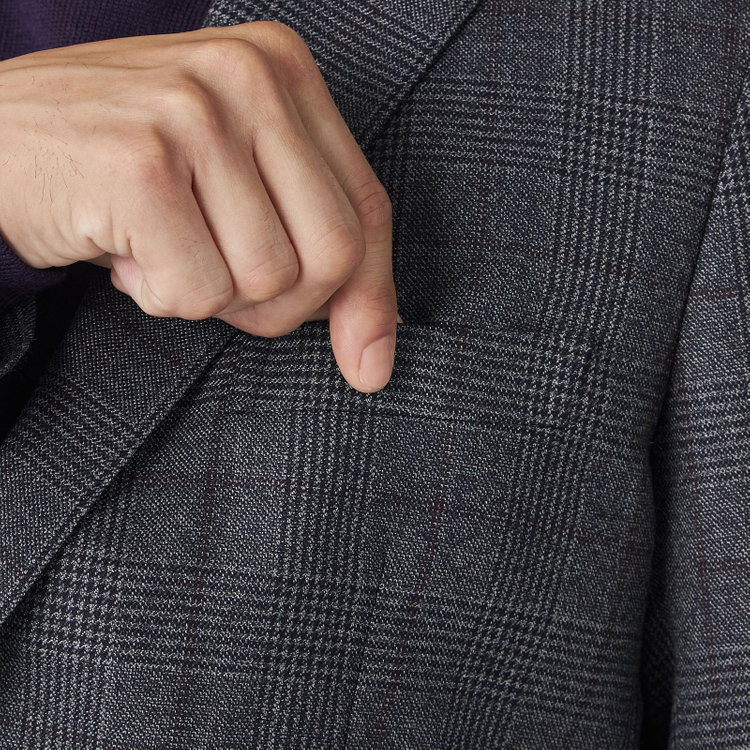 スタンリーブラッカ 【stanley blacker new york】【秋冬】2釦ジャケット/クラシックグレンチェック 紺中間