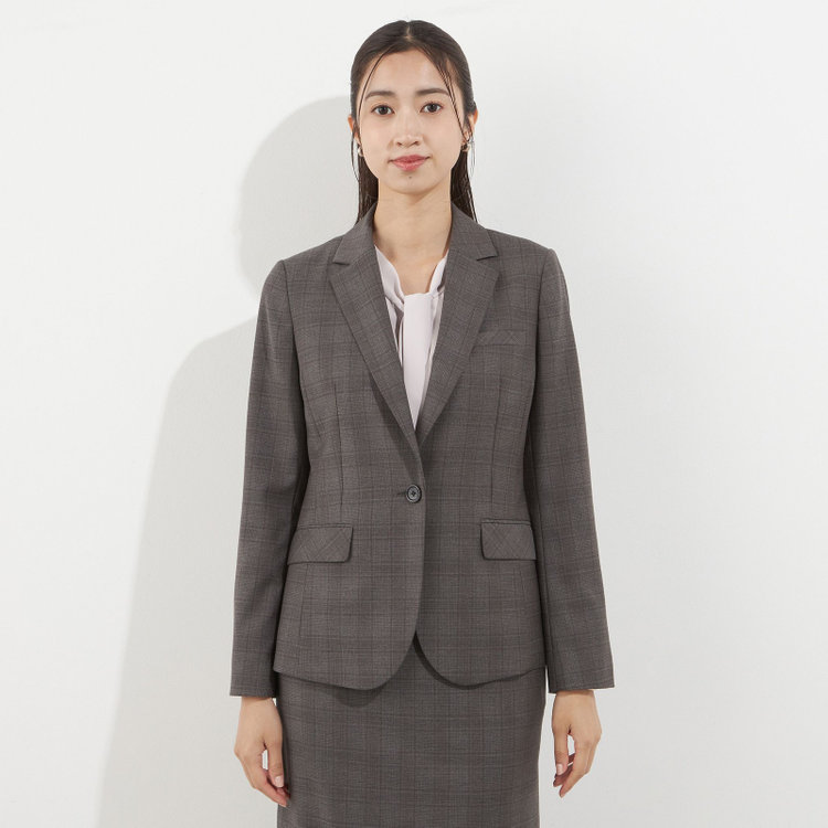 【Diana】【秋冬】ジャケット/グレー×チェック/ウォッシャブル＆ストレッチ