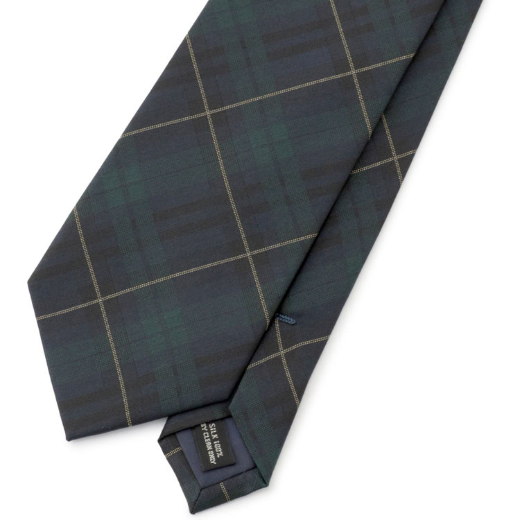 ジョンピアース 【JOHN PEARSE White】シルクチェック柄ネクタイ/8.0㎝幅/ネイビー&グリーン その他