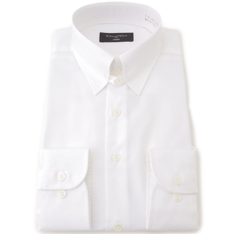 ドナートヴィンチウォモ 【Donato Vinci Italy Uomo】【STYLISH】【形態安定】【綿100％】タブカラーワイシャツ/ホワイト×ドビーツイル 白
