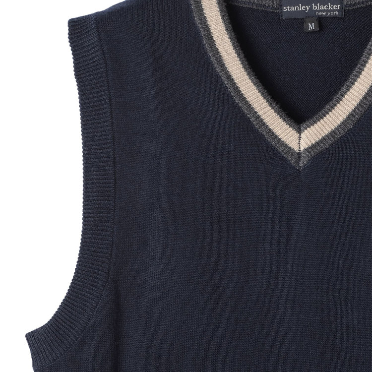 スタンリーブラッカ 【stanley blacker new york】ニットベスト/ネイビー 紺中間