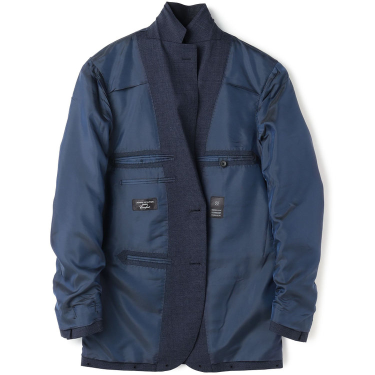 ＪＰ コンフォート 【JOHN PEARSE comfort】【春夏】2釦シングルスーツ ショートタック/ネイビー×千鳥柄/REAL NAVY/NEW ZEALAND WOOLSHOWER CLEAN/SustainaBee Wool/※裾上げ必要 青中間