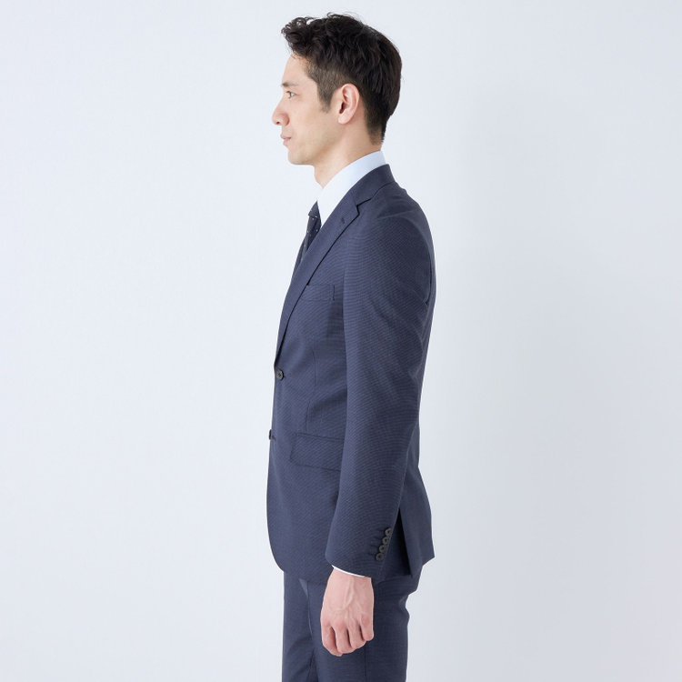 ＪＰ コンフォート 【JOHN PEARSE comfort】【春夏】2釦シングルスーツ ショートタック/ネイビー×千鳥柄/REAL NAVY/NEW ZEALAND WOOLSHOWER CLEAN/SustainaBee Wool/※裾上げ必要 青中間
