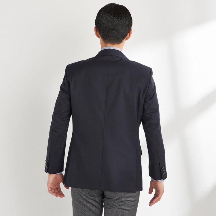 ジョンピアース 【JOHN PEARSE White】【年間】ウールブレンド 2釦シングルジャケット/ネイビー×ソリッド/メタルボタン 紺濃色