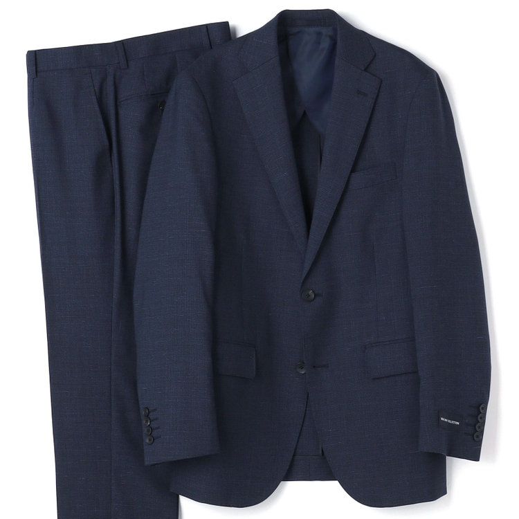 ＪＰ コンフォート 【JOHN PEARSE comfort】【春夏】2釦シングルスーツ ショートタック/ネイビー×千鳥柄/REAL NAVY/NEW ZEALAND WOOLSHOWER CLEAN/SustainaBee Wool/※裾上げ必要 青中間