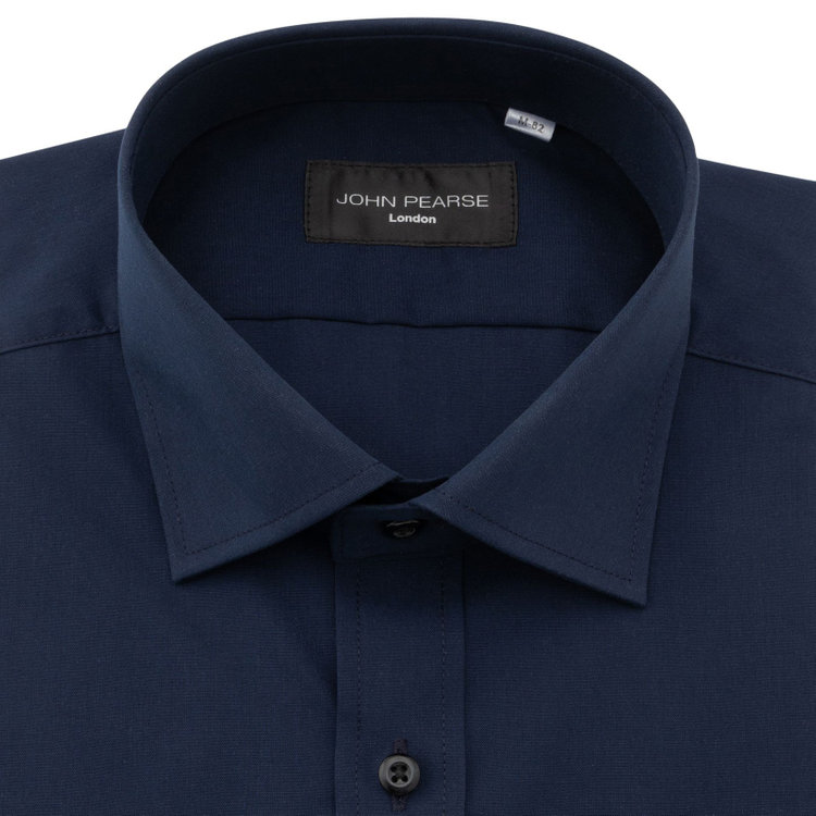 ジョンピアースブラック 【JOHN PEARSE Black】【SLIM】【形態安定】ワイドカラーワイシャツ/ネイビー 紺濃色