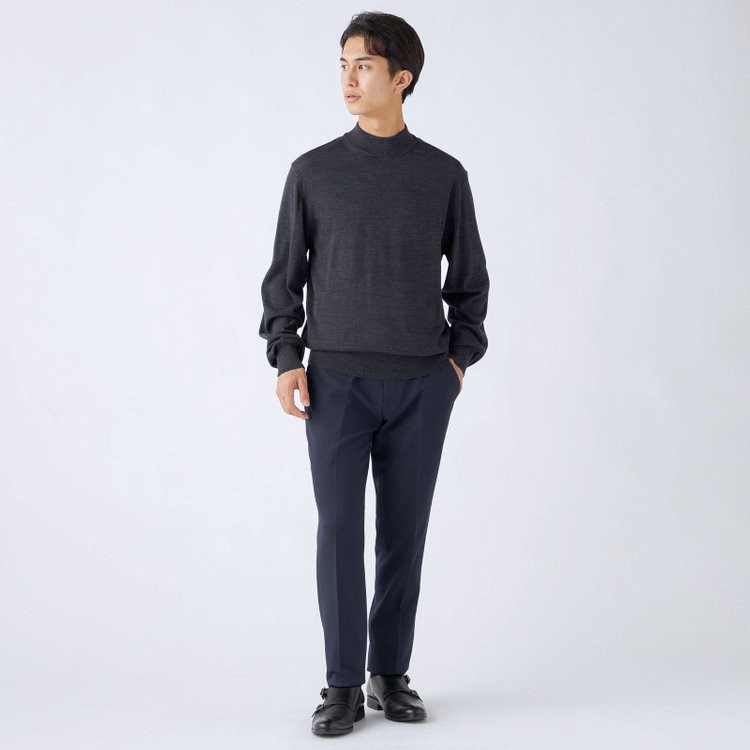 ＪＰコンフォート ネイビー 【JOHN PEARSE comfort navy】【秋冬】ハイネックセーター/ダークグレー/洗える×毛玉レス グレー濃色