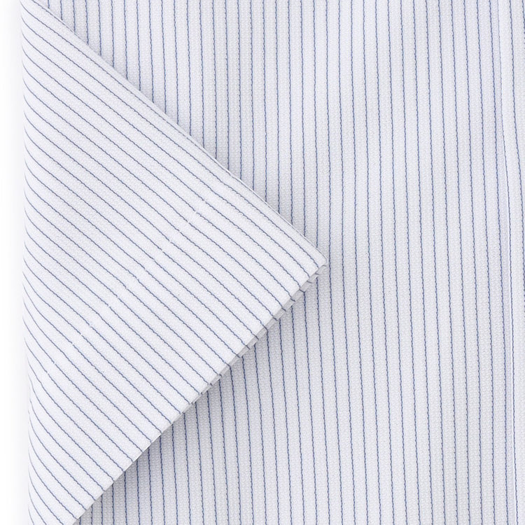 ジョンピアース 【半袖】【JOHN PEARSE White】【ノーアイロン】ボタンダウンドレスワイシャツ/ホワイト×ネイビーストライプ/ULTRA MOVE/ニット素材 青濃色