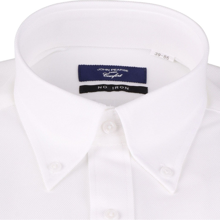KONAKA　アウトレット 【WEB限定/OUTLET/汚れ・キズ等有】【JOHN PEARSE comfort navy】【ノーアイロン】ボタンダウンドレスワイシャツ/ホワイト×ドビー/ULTRA MOVE/ニット素材 ホワイト系(白)