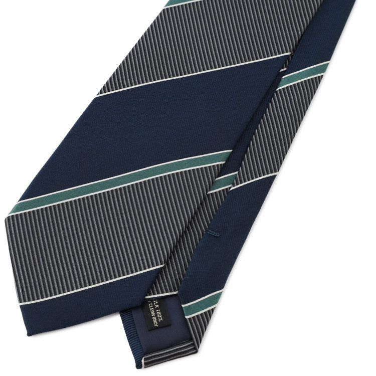 ジョンピアース 【JOHN PEARSE White】シルクストライプ柄ネクタイ/8.0㎝幅/ネイビー その他
