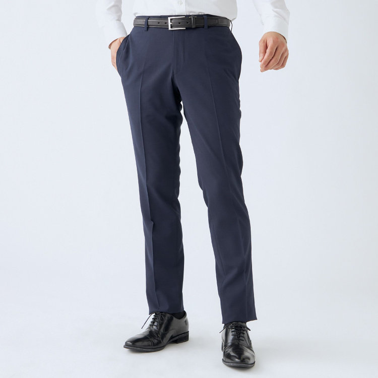 ジョンピアースブラック 【JOHN PEARSE Black SELECT LINE】【春夏】ポリエステル 0タックパンツ/ネイビー/ウォッシャブル/※裾上げ必要 紺濃色