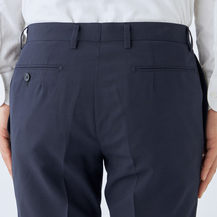 ジョンピアースブラック 【JOHN PEARSE Black SELECT LINE】【春夏】ポリエステル 0タックパンツ/ネイビー/ウォッシャブル/※裾上げ必要 紺濃色