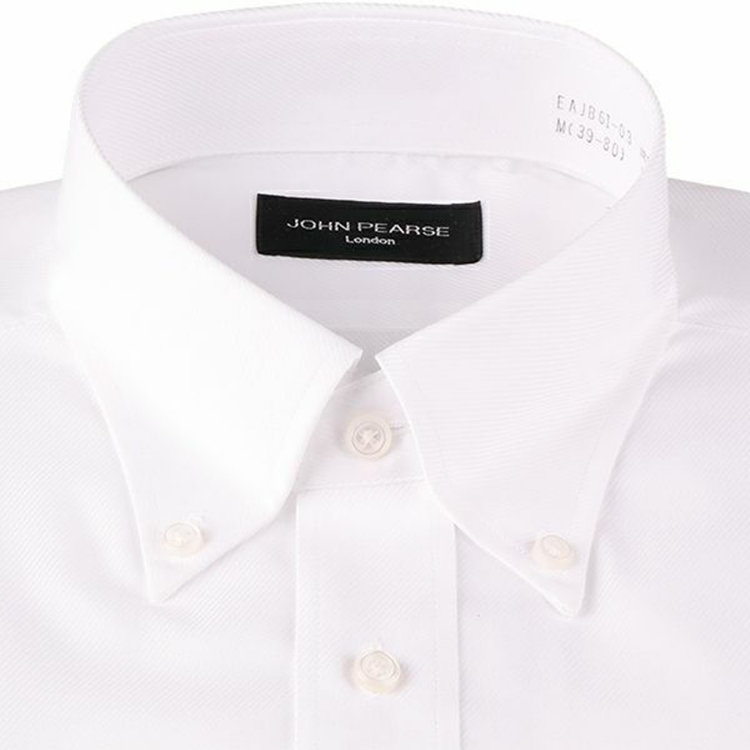 ジョンピアースブラック 【JOHN PEARSE Black】【形態安定】ボタンダウンドレスワイシャツ/ホワイト×ドビーツイル ホワイト系(白)