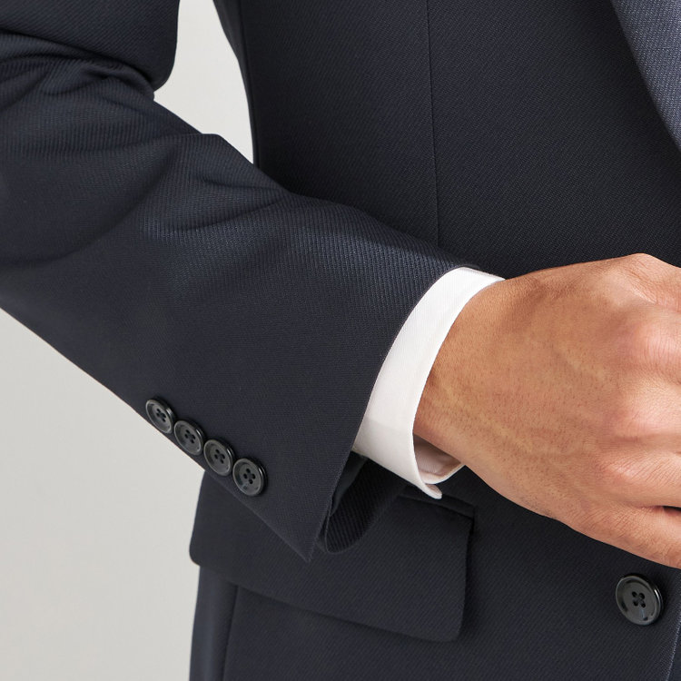 ＵＮＰＲＥＳＳＵＲＥ 【Unpressure】【年間】スリーピース2釦シングルスーツ 0タック/ネイビー×シャドーツイル/ウォッシャブルパンツ/※裾直し必要 紺濃色