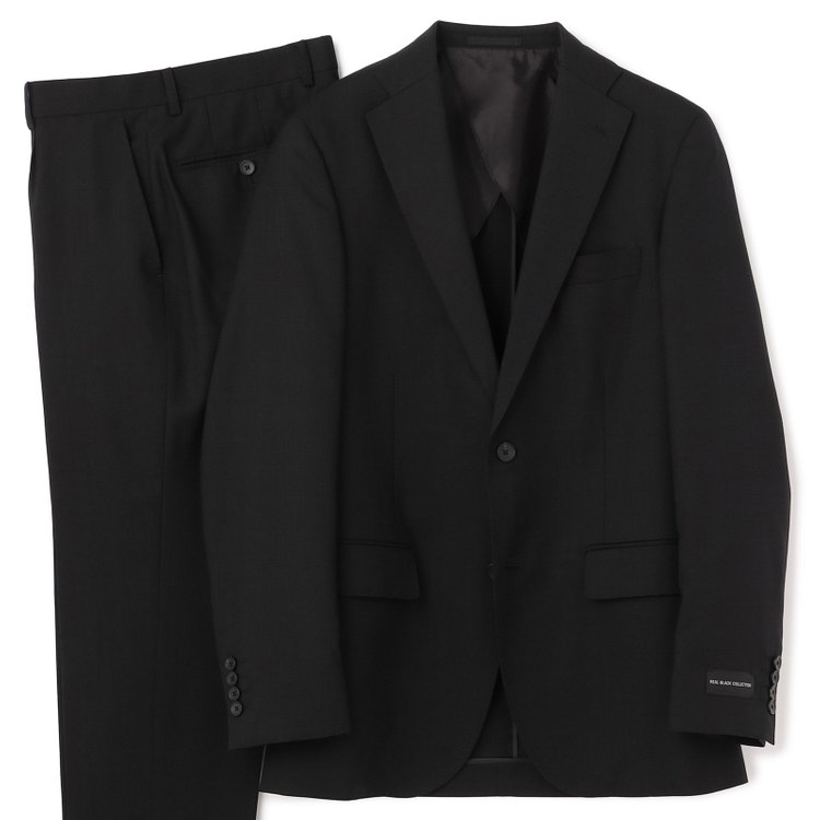ＪＰ コンフォート 【JOHN PEARSE comfort】【春夏】2釦シングルスーツ ショートタック/ブラック×チェック/REAL BLACK/NEW ZEALAND WOOL/SHOWER CLEAN/SustainaBee Wool/※裾上げ必要 黒