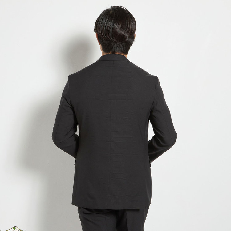 ＪＰ コンフォート 【JOHN PEARSE comfort】【春夏】2釦シングルスーツ 1タック/ブラック×チェック/ウエストシャーリング/COOL MAX/※パンツ裾上げ済み仕様 黒