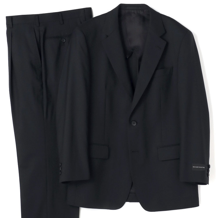ドナートヴィンチ 【Donato Vinci Italy】【春夏】2釦シングルスーツ 1タック/ブラック×カルゼ/REAL BLACK COLLECTION/NEW ZEALAND LIMITED WOOL/※裾上げ必要 黒