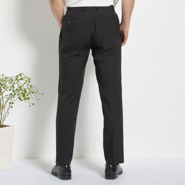 ＪＰ コンフォート 【JOHN PEARSE comfort】【春夏】2釦シングルスーツ 1タック/ブラック×チェック/ウエストシャーリング/COOL MAX/※パンツ裾上げ済み仕様 黒