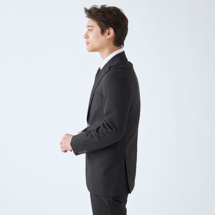 ＪＰ コンフォート 【JOHN PEARSE comfort】【年間】2釦シングルスーツ ショートタック/ブラック×ソリッド/ULTRA MOVE/TRABEST/※裾上げ必要※ベストは別売りです 黒