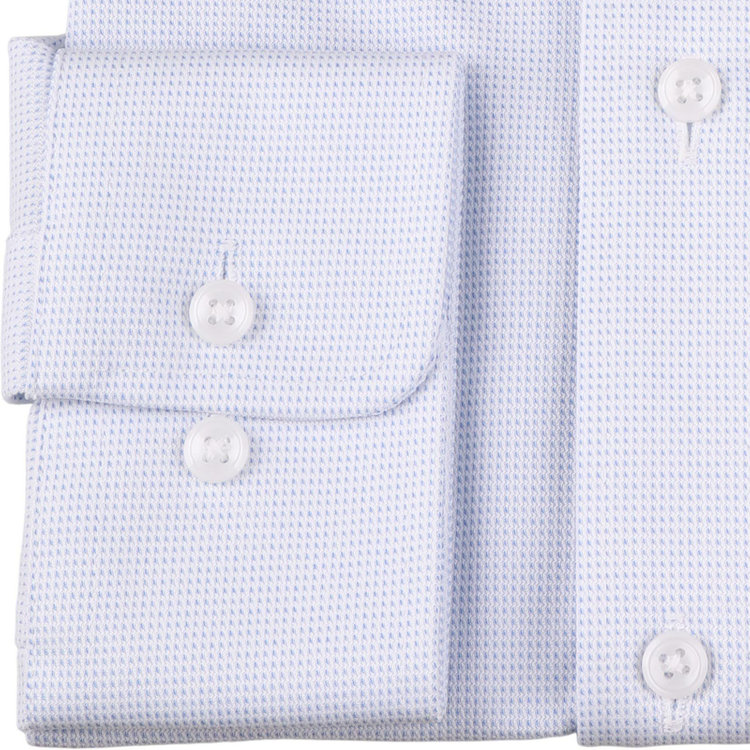 KONAKA　アウトレット 【WEB限定/OUTLET/汚れ・キズ等有】【JOHN PEARSE comfort navy】【ノーアイロン】ボタンダウンドレスワイシャツ/ホワイト×ブルー刺子柄/ULTRA MOVE/ニット素材 ブルー系(青)