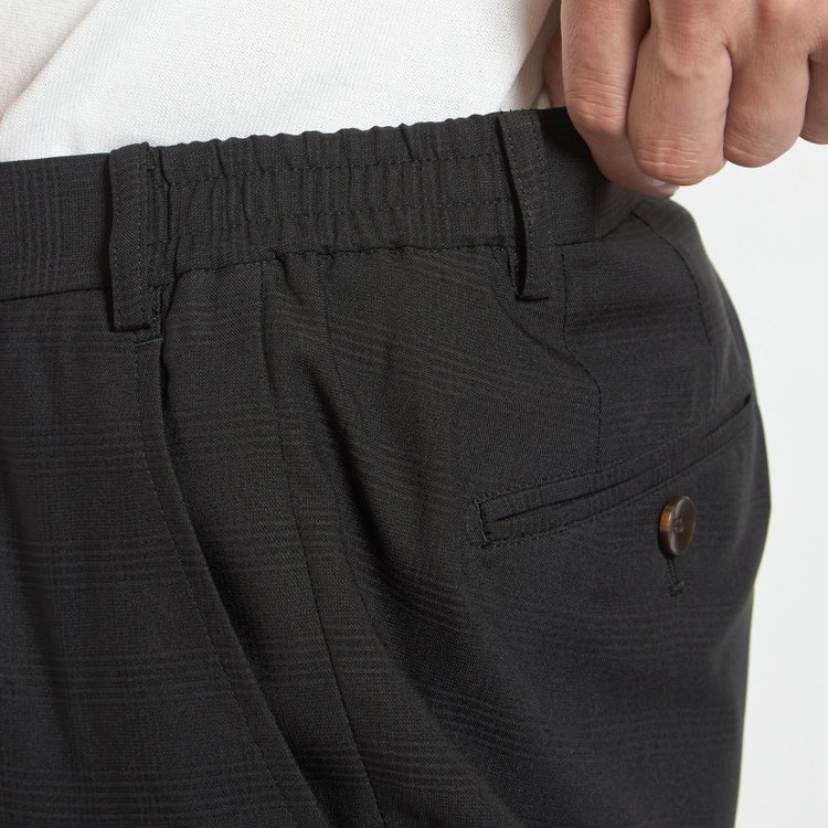 ＪＰ コンフォート 【JOHN PEARSE comfort】【春夏】2釦シングルスーツ 1タック/ブラック×チェック/ウエストシャーリング/COOL MAX/※パンツ裾上げ済み仕様 黒