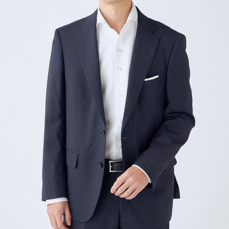 ＫＡＮＳＡＩＭＡＮ 【KANSAIMAN collection】【秋冬】2釦シングルスーツ ショートタック/ネイビー/SHOWER CLEAN/※裾上げ必要 紺中間