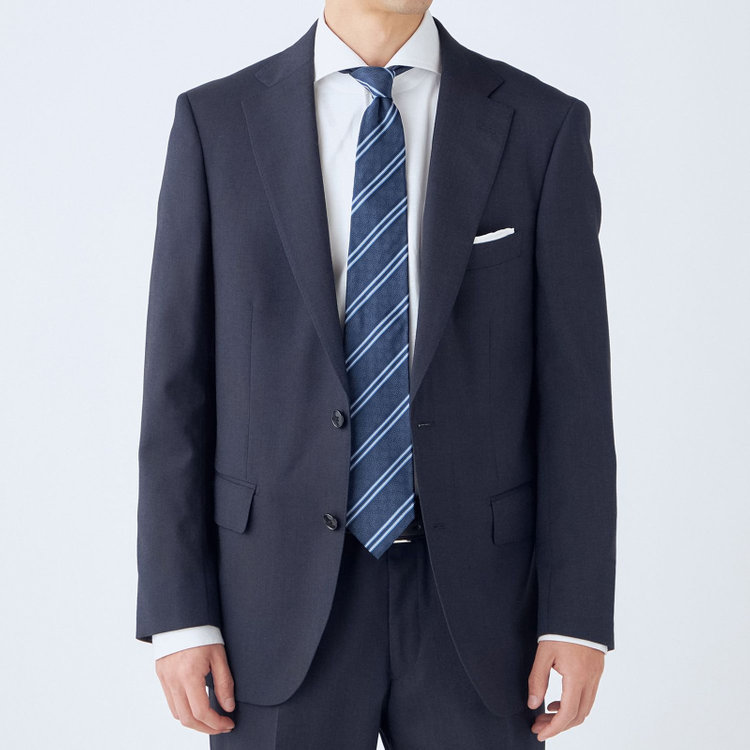 ＫＡＮＳＡＩＭＡＮ 【KANSAIMAN collection】【秋冬】2釦シングルスーツ ショートタック/ネイビー/SHOWER CLEAN/※裾上げ必要 紺中間