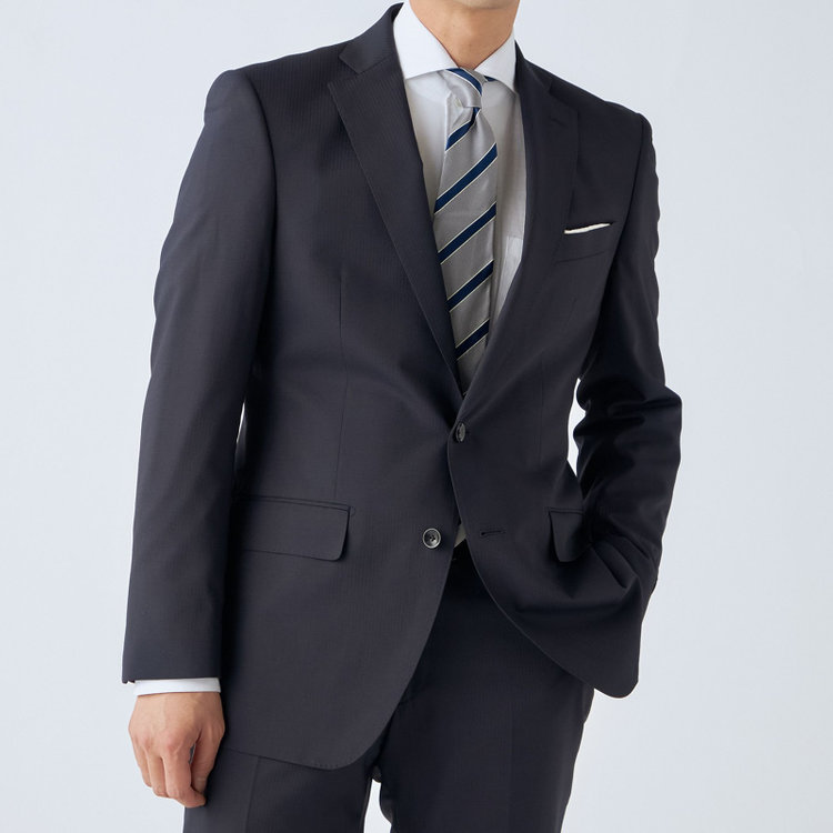 ＪＰセレクトライン 【JOHN PEARSE Black SELECT LINE】【春夏】2釦シングルスーツ/ネイビー×シャドーストライプ/SHOWER CLEAN/※裾上げ必要 紺中間