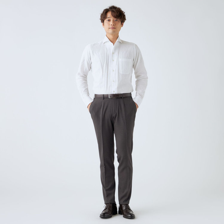 ＪＰ コンフォート 【JOHN PEARSE comfort】【秋冬】機能性ポリエステル ショートタックパンツ/グレー/ウエストシャーリング仕様/ULTRA MOVE/RIRANCHA/※裾上げ必要 グレー中間